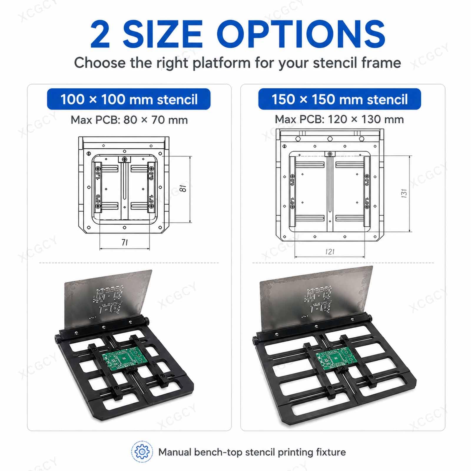Drukarka szablonów z siatki stalowej, stół do drukowania pasty lutowniczej, ręczna drukarka PCB do płyt do 150 × 150 mm, regulacja 0,8-1,6 mm, dla 100x100mm