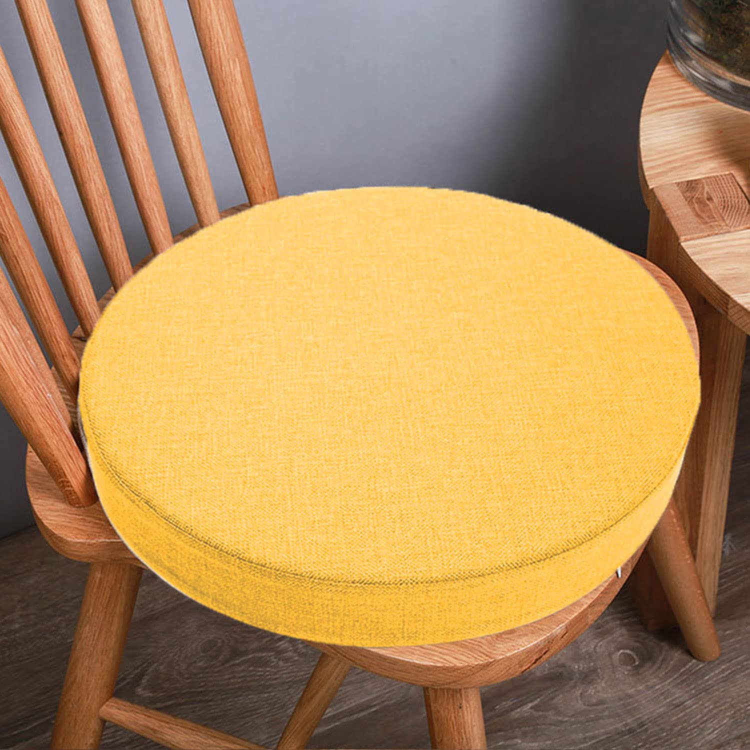 Waigg Kii Thicked 3/5/8cm Chair Pad Cushion,Dining Chair Cushions Seat Pad Round 40/45cm Soft Chair Pads for Indoor Office Patio Garden (45x45x8cm,Yellow)