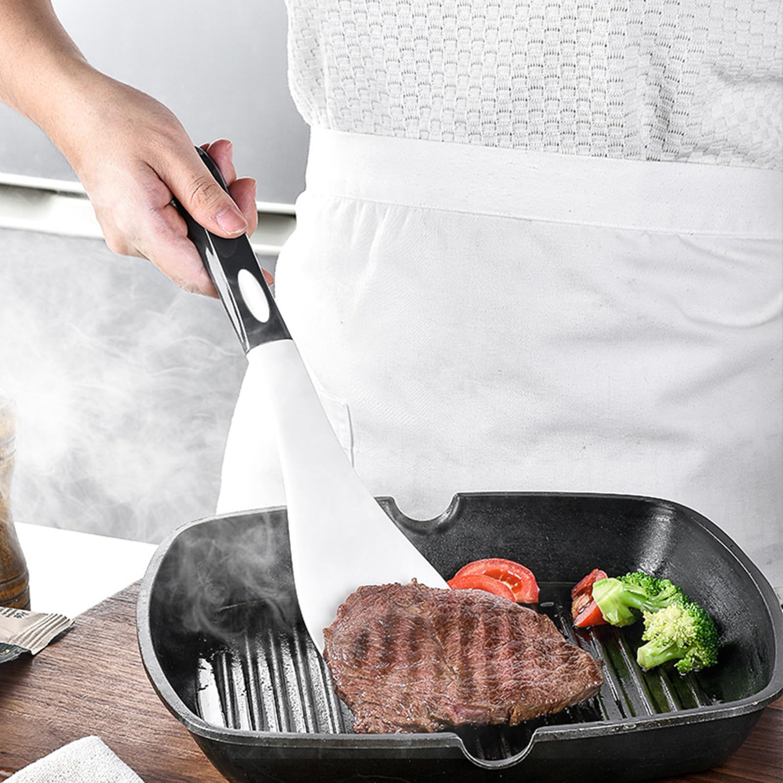Silikon Küchenhelfer Set, Schwarz Kochutensilien Kochgeschirr, Hitzebeständiger Kochbesteck Set Mit Utensilienhalter, Gesund & Antihaft, Spülmaschinengeeignet （6 Stück）