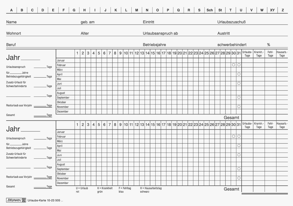 Brunnen 102350500 Urlaubsübersicht, Projektplaner, A5, Karton