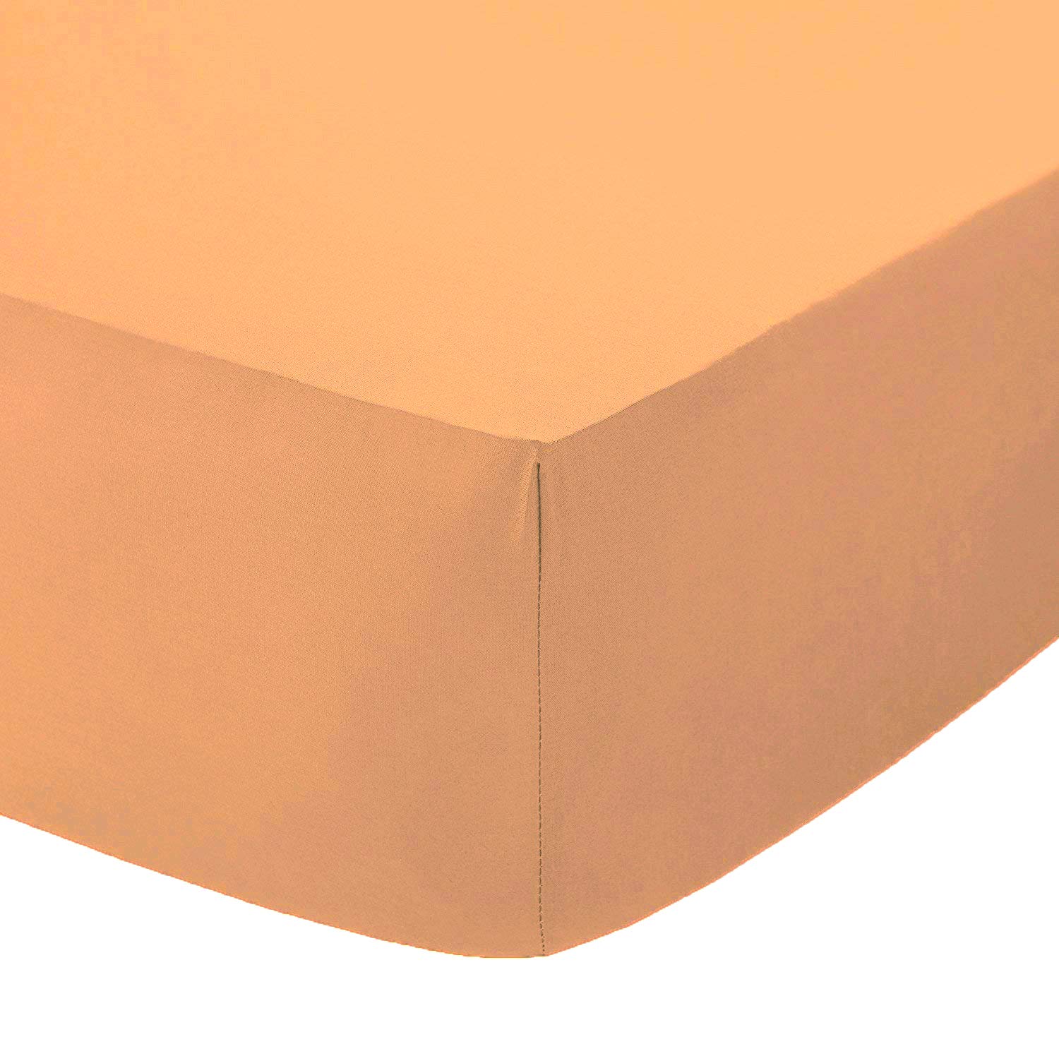 Amigozone Peach Non Iron Pollycotton Percal Quality Plain Fitted Sheet Or Pillow Cases (4Ft Small Double, )