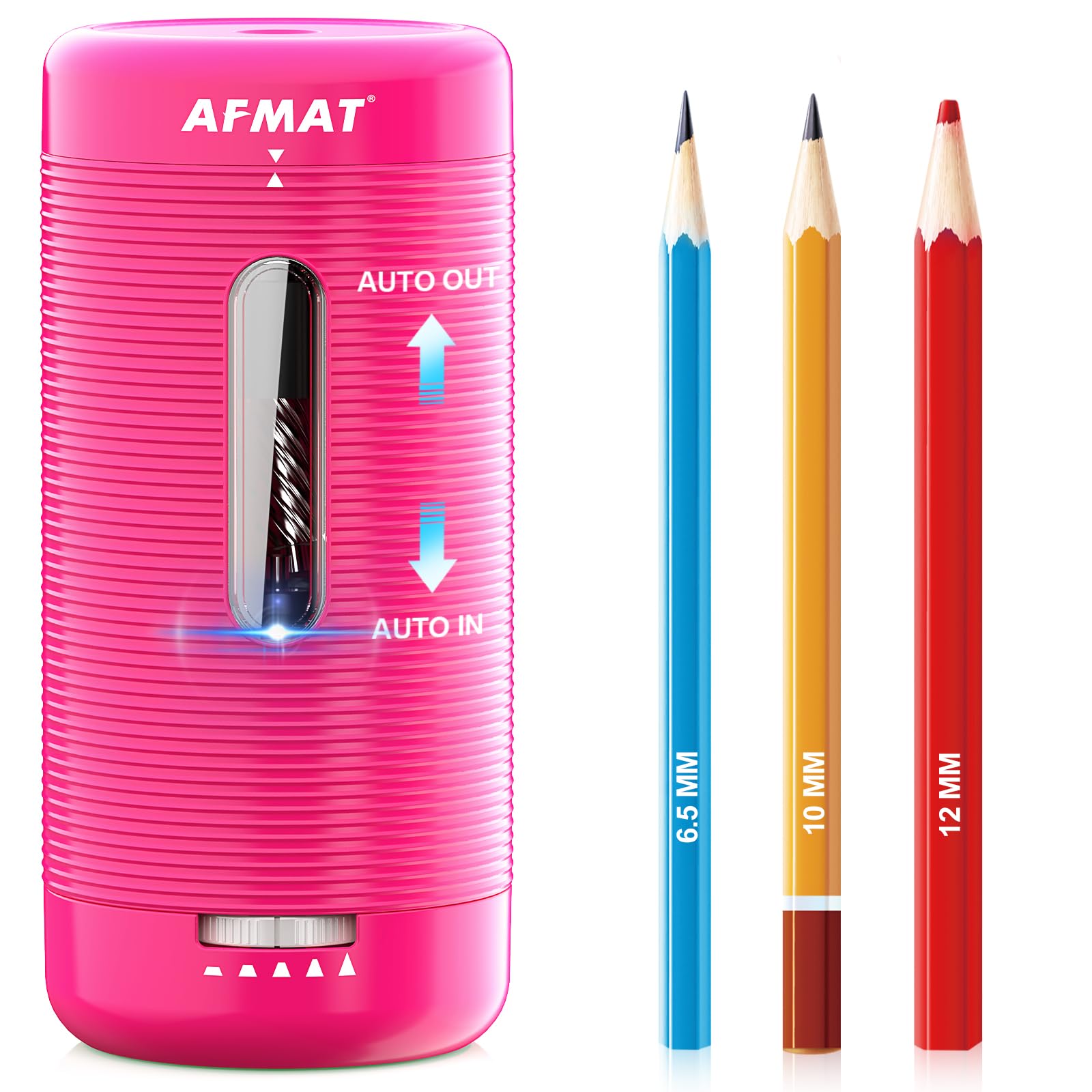 AFMAT Electric Pencil Sharpener, Fully Automatic Pencil Sharpener, Auto in & Out, Rechargeable Hands-Free Sharpeners for Jumbo & Colored Pencils (6.5-12mm), Portable for Home/Classroom/Office PSC2