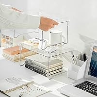 Vista 3 de Estantes apilables, organizadores de estantes de gabinete, estantes apilables transparentes para encimera, estante plegable, organizador