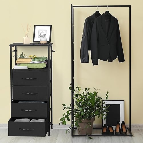 Miniatura 8 de YBING Mesita de noche con cajones, mesa auxiliar para dormitorio, mesita de noche con almacenamiento de tela, mesa auxiliar para sala de estar,