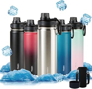 Horkos Metal Water Bottle 500ml,Double Walled Vacuum Insulated Stainless Steel with Spout Lid,BPA Free,12H Hot&24H Water Bottle Keep Cold,Leakproof Sports Bottle,Silicone&Cloth Sleeve/Stainless Steel