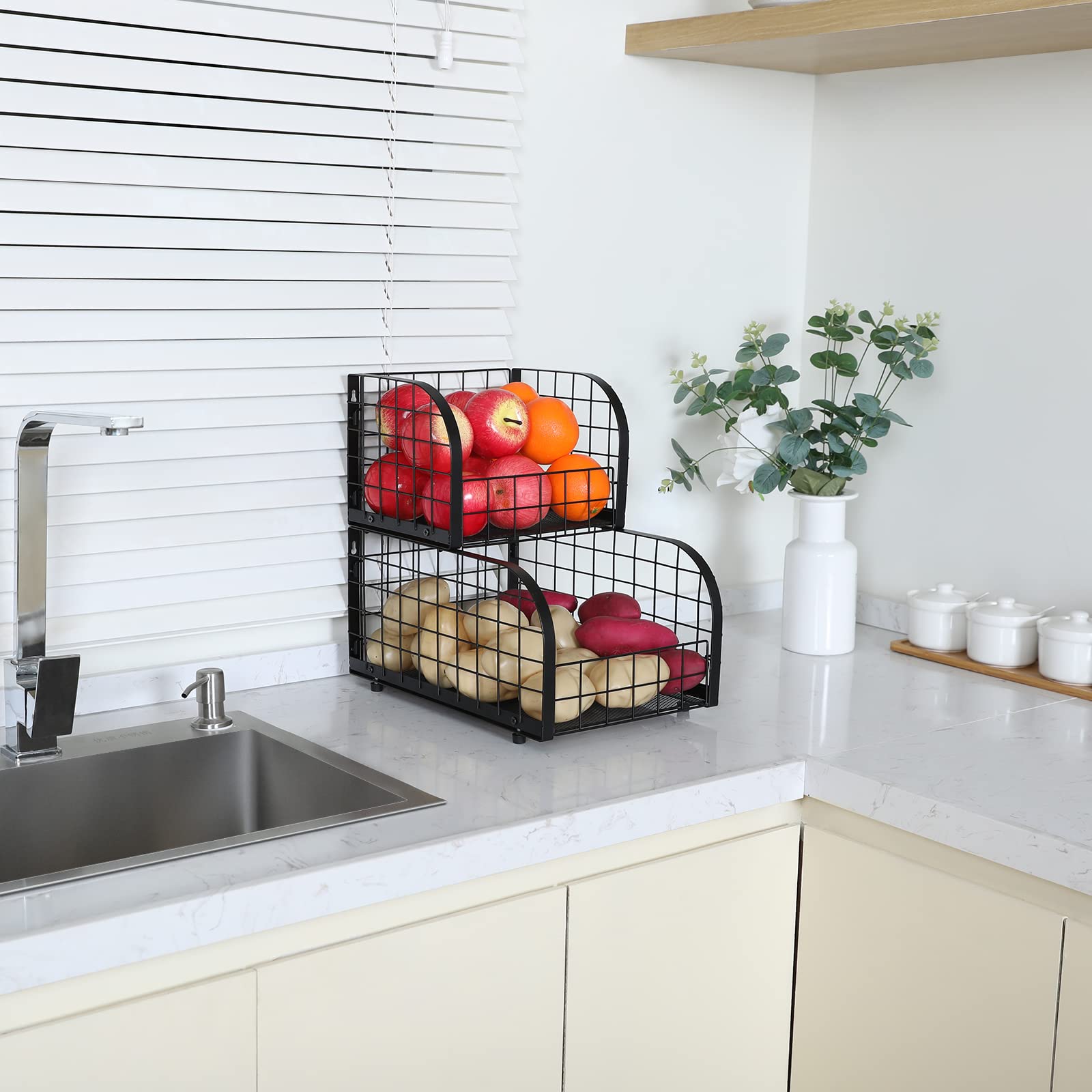 Buy Fruit and Vegetable Basket, Stackable Countertop Tiered Baskets for