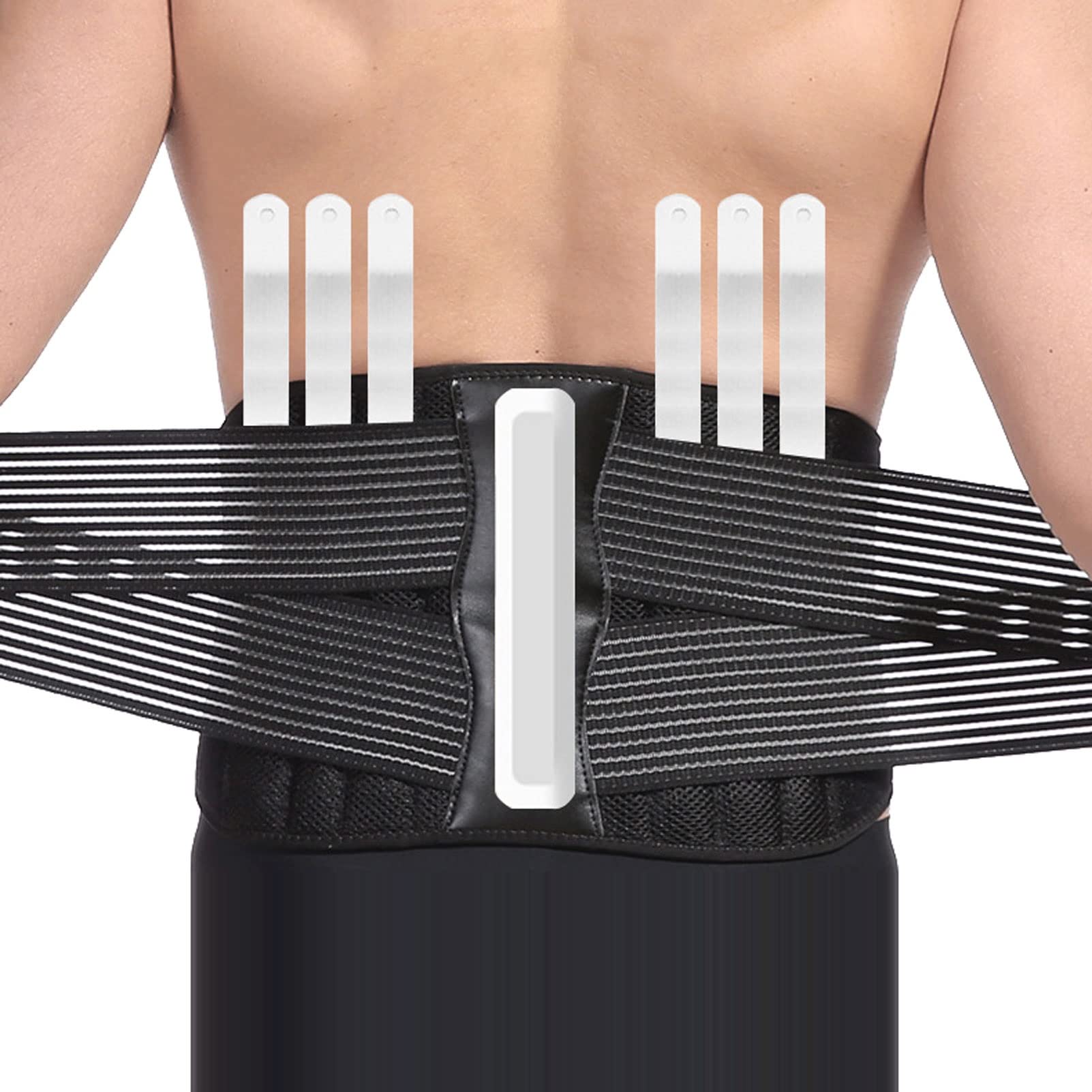 Soporte de Espalda para Hombres y Mujeres Cintura Transpirable Cinturón de Soporte Lumbar para ciática, Hernia de Disco, Levantamiento Pesado, con Correas Ajustables Dobles (M/Medio) ()