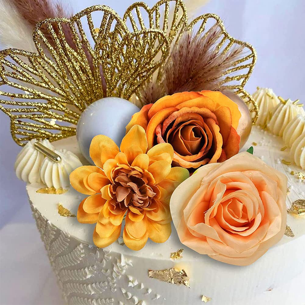 Tortendeko-Set – 42 Stück Kugeln, Getrocknete Blumen & Palmblätter, Für Hochzeits-, Geburtstags- & Boho-Kuchen