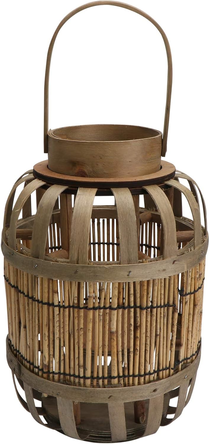 Candle Lantern Woven Straw Wind Lantern Decorative Home Adornment Rustic Decor 1 Pc