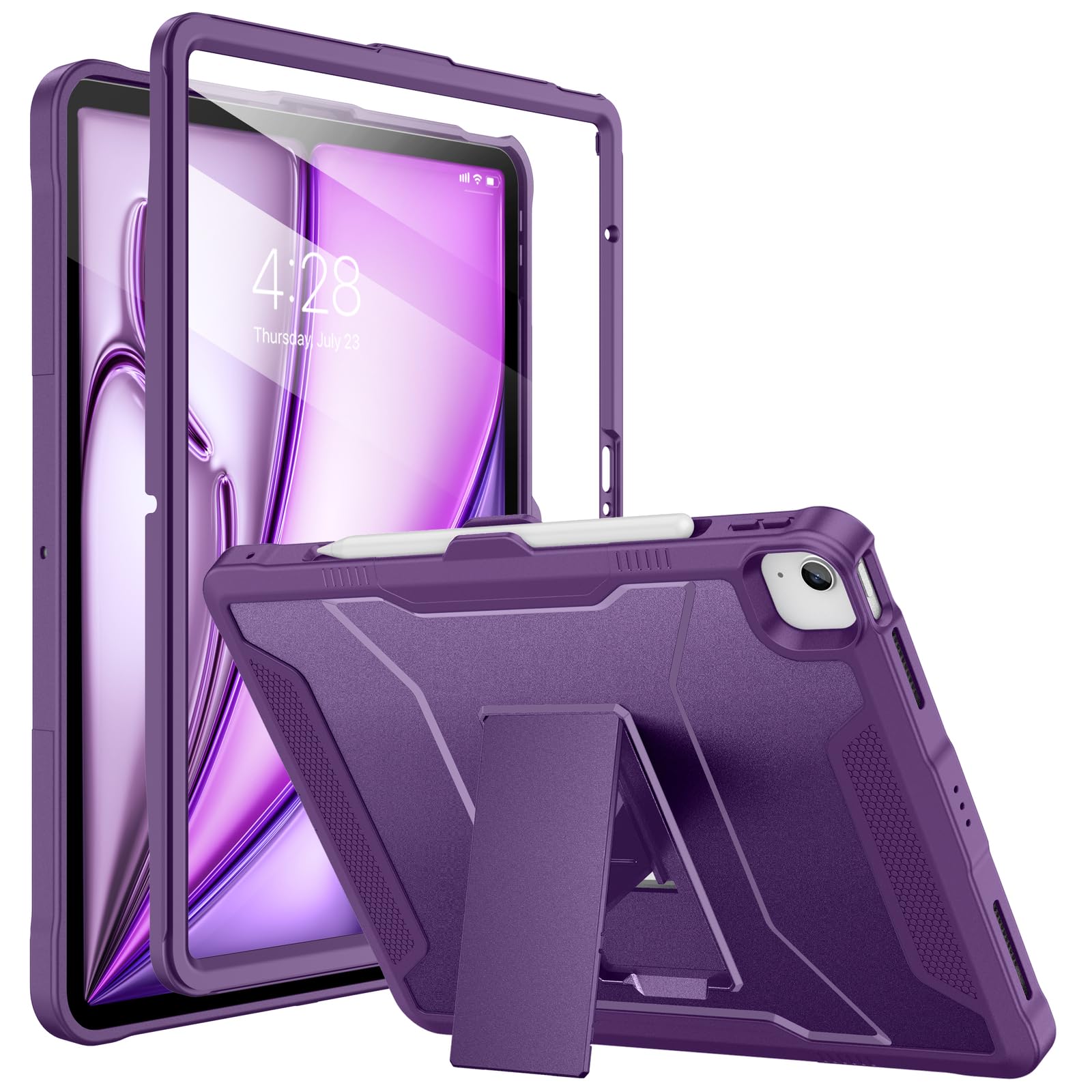 Soke Case for iPad Air 13-Inch M3 2025 & M2 2024,with Built-in Screen Protector and Kickstand, Rugged Full-Body Heavy Duty Protective Cover for Apple