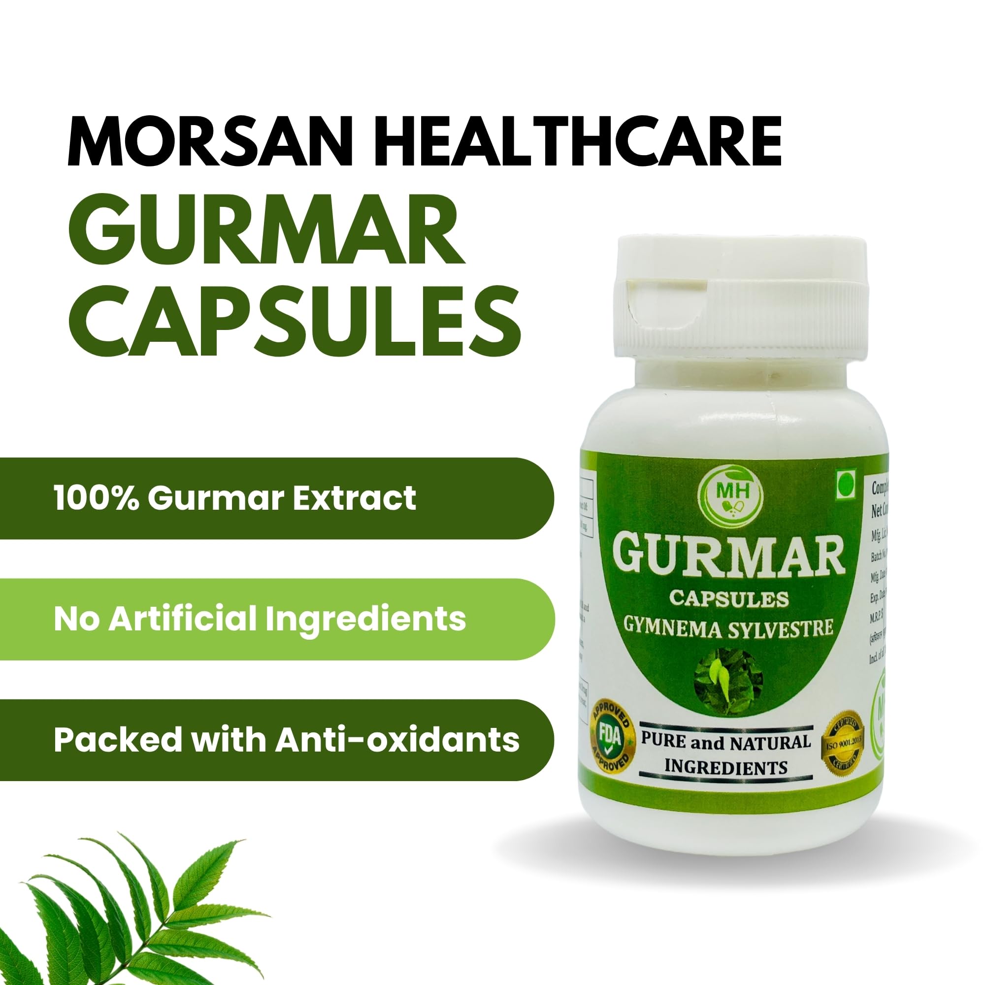 Ayurvedic Gurmar (Gudmar) Capsules 500mg – 60 Count | Vegetarian | Plant-Based | Herbal Supplement | No Artificial Additives | Gluten-Free | Organic | Gymnema sylvestre | Dia Free Herbal Capsules (pack of 2) — Amazon image 7