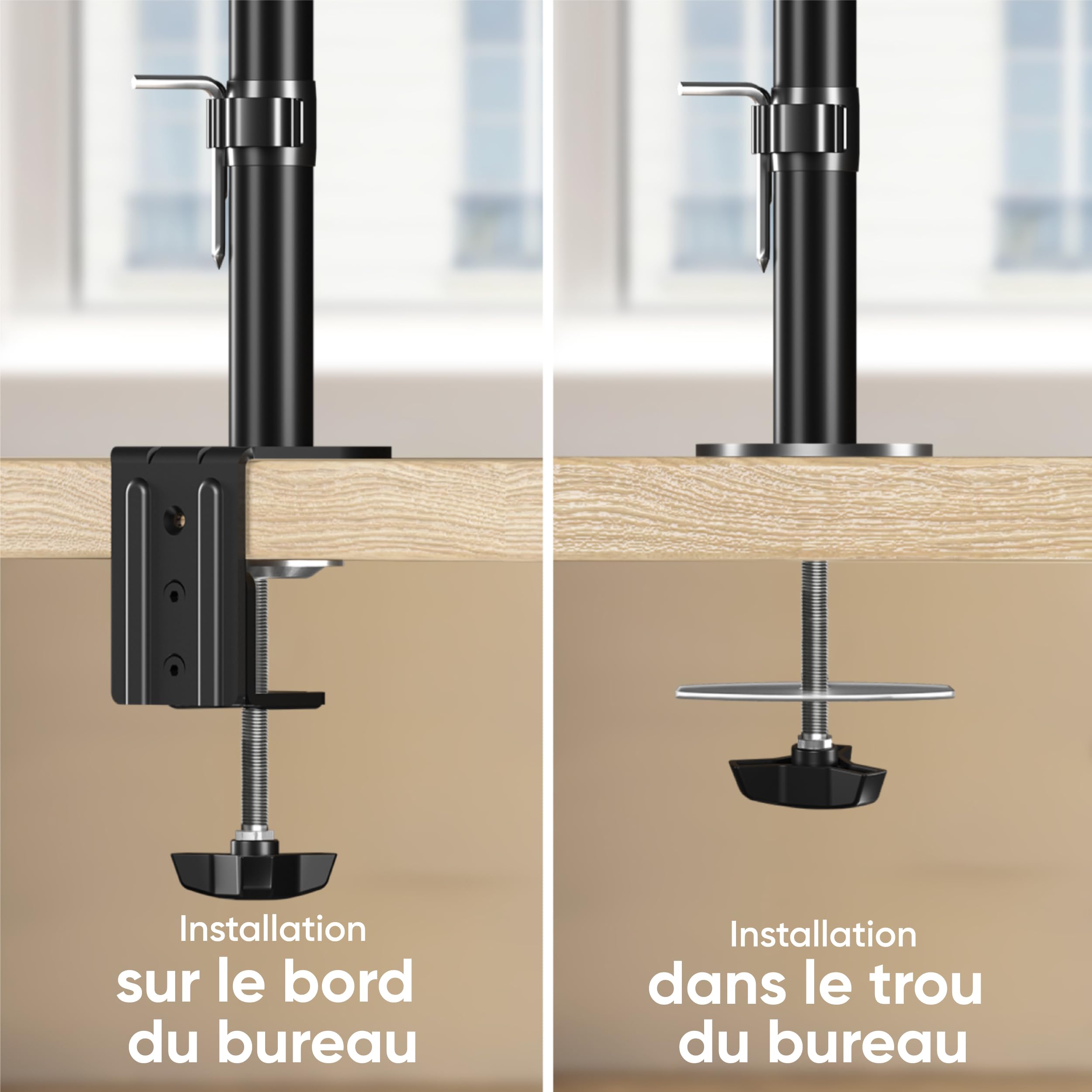 ONKRON Support Ecran PC 2 Ecran pour Deux 13-34 Pouces Écrans 8 kg Chacun, Pied Ecran PC Vertical VESA 75x75 & 100x100, Bras d'Écran Pivotant Rotatif, Support Ecran PC Bureau Inclinable Noir D208E-B