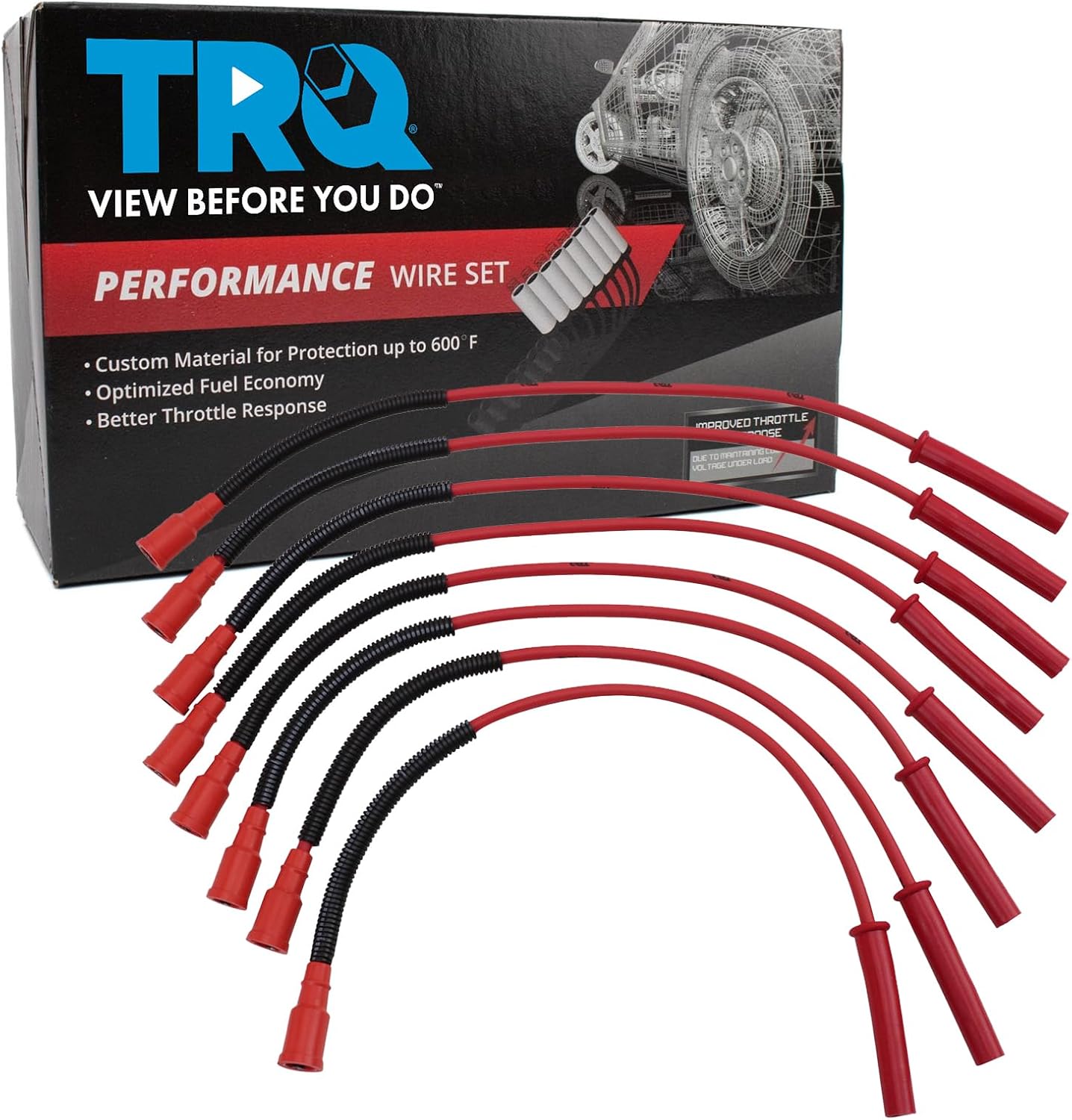 TRQ Spark Plug Wire Set Compatible with 2010-2014 Ford F-150 2011-2016 F-250 Super Duty F-350 Super Duty