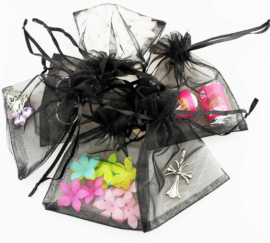 Super Deal Product Organza Gift Jewelry Mesh Bags 100 pc with Drawstring 5x7 Inch Navy Blue for Baby Shower,Birthday Party Favors,School Graduation,Sheer Fabric Treat Draw String Net Sachet for Woman Bows,Key Chain