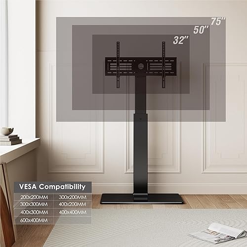 Miniatura 3 de FITUEYES Soporte giratorio para TV de piso con soporte para televisores de 37, 43, 50, 55, 60, 65, 70, 75 pulgadas, pantalla LCD LED planacurva,
