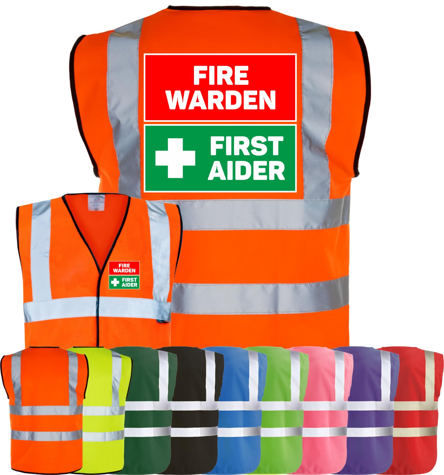 Corporate Togs FIRE WARDEN FIRST AIDER High Visibility Safety Vest - Fire Warden Waistcoat Tabard, Fully EN471 & Hook & Loop Fastening Waistcoat | Personal Protective Equipment & Safety Vests