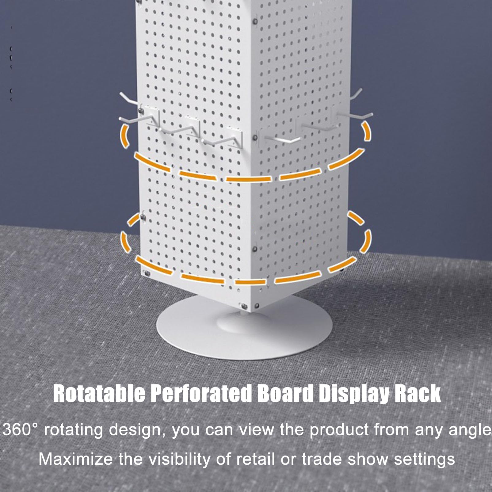Drehbarer Präsentationsständer mit 40 Haken, 360° drehbares Bastelregal, Metall-Stecktafel, Schlüsselanhänger, Schmuck-Organizer für Einzelhandel und Ausstellungsraum