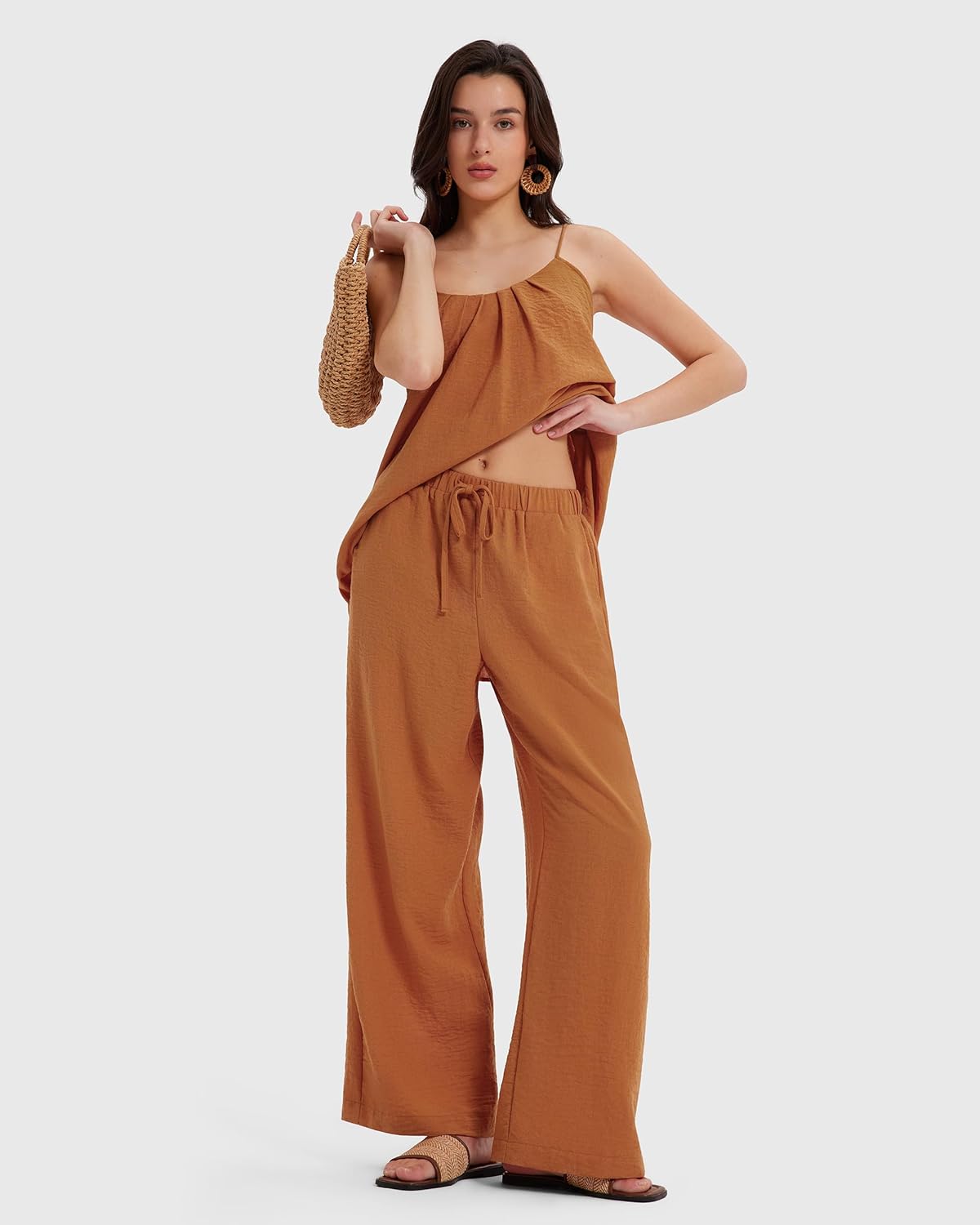 MOOSLOVER Women Linen Summer Two Piece Sets Backless Lounge Outfits Sets Travel Beach Vacation Clothes - Image 5