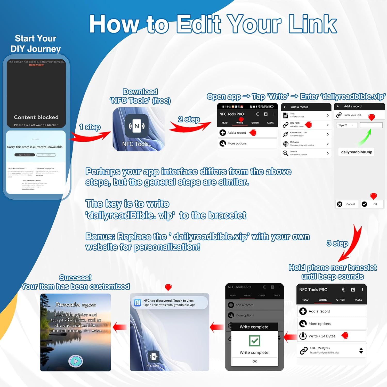 BECOMFY Customizable Bible Verse Bracelets | Adjustable Christian Faith Jewelry, Editable Link Daily Bible Verse Bracelet for Men Women Teens, Personalized Spiritual Bracelet Gift - Image 3