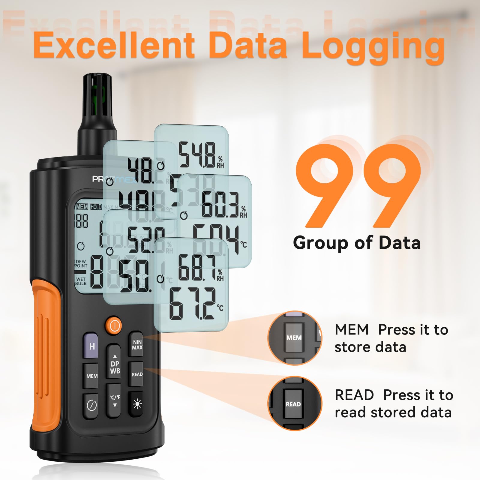 YT606 Temperature Humidity Meter - Wet Bulb Thermometer for Indoor/Outdoor — Amazon image 3