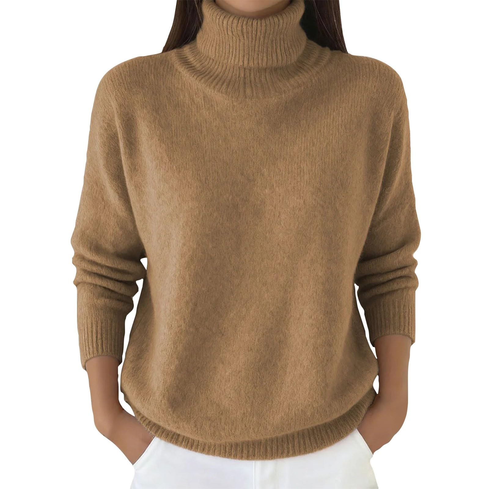 Cashmere Sweaters for Women Long Sleeve Cozy Kintted Turtleneck Comfy Sweater Ladies Pullover Clothes Trendy 2026