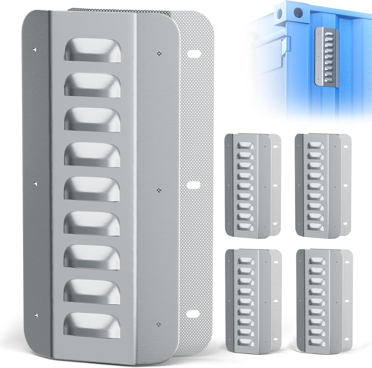 4 Pcs Shipping Container Air Vent Kits, Galvanized Steel Transportation Container Vents, Passive Cross Shipping Container Ventilation Panels for 20ft Storage Containers/Cargo Containers