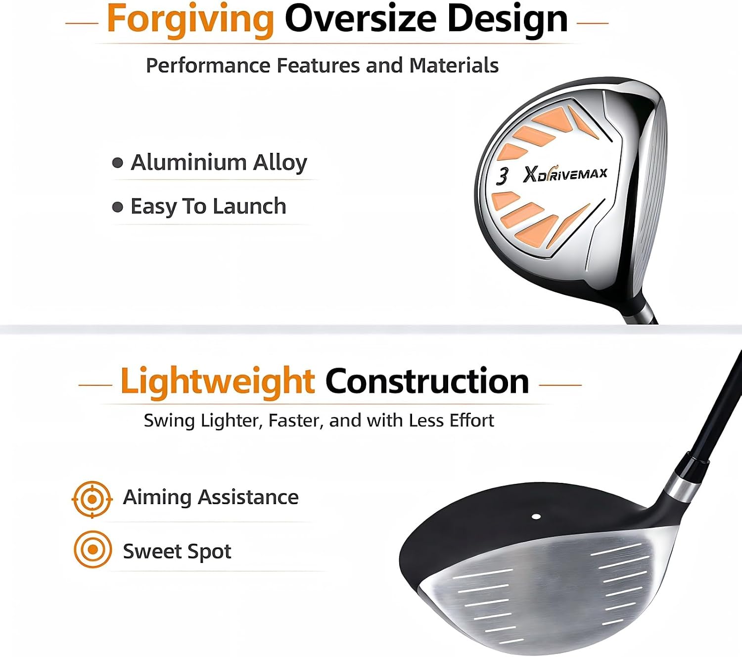 XDriverMax 14-Piece Women's Golf Club Set for Beginners, Standard & Tall Lengths, Right/Left Handed, Driver, Fairway, Hybrid, 6-SW Irons, Putter, Cart Bag & 3 Headcovers