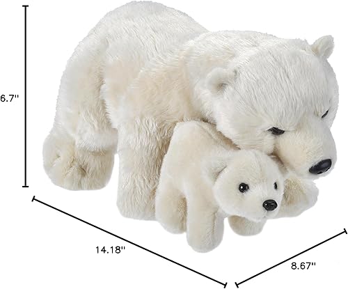 Miniatura 2 de WILD REPUBLIC Peluche de oso polar para mamá y bebé, animal de peluche, regalos para niños, 14 pulgadas