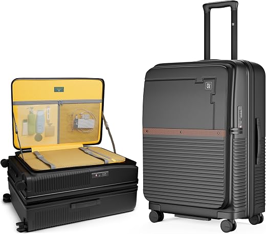 EUME Aerotop Checkin Trolley Bag Medium | Space Saving Top Open Suitcase | Expandable Hardshell Polycarbonate Luggage | TS...