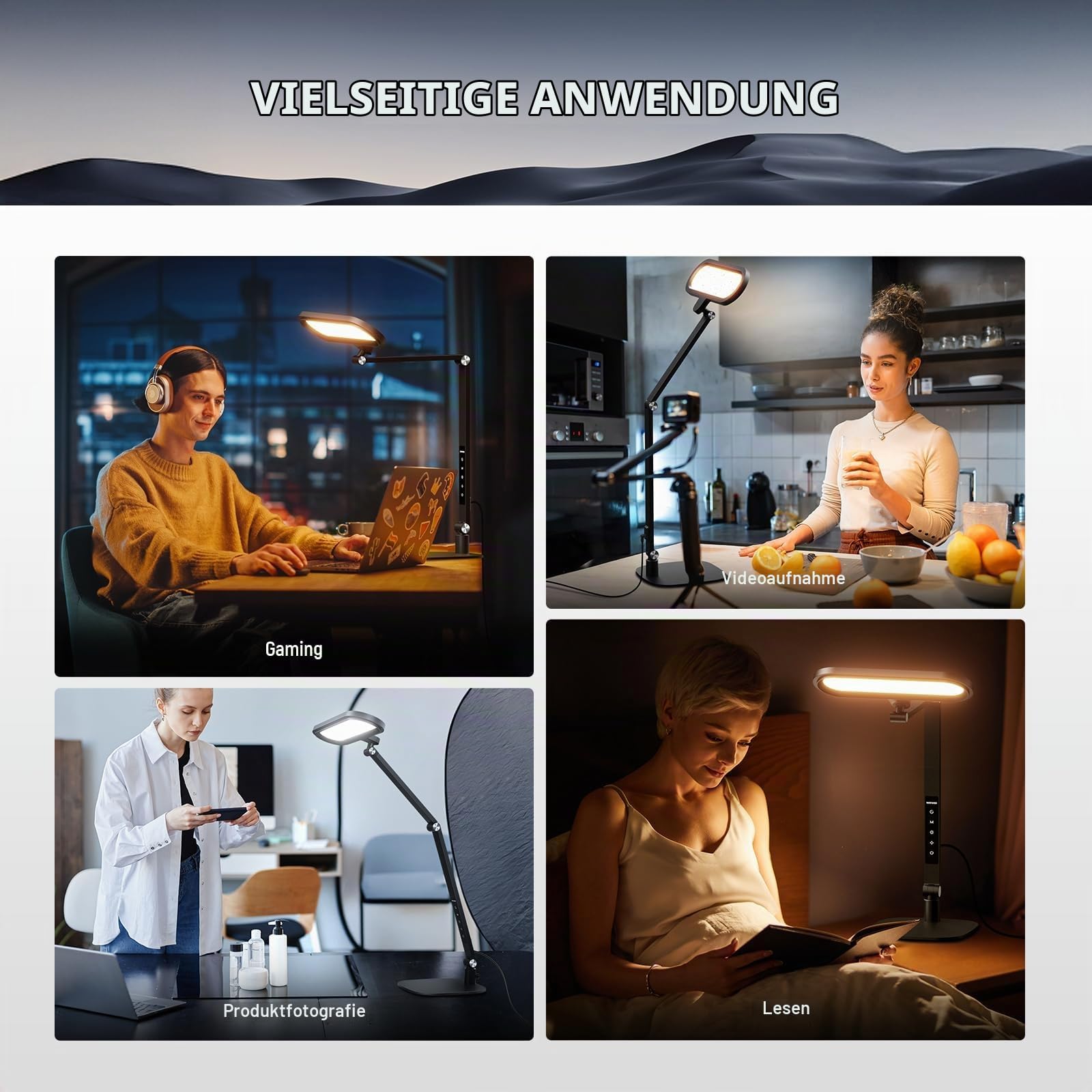 NEEWER Basics 16W Desktop LED Lampe für Homeoffice, Videokonferenzen und Lesen, augenschonendes, doppelseitiges, dimmbares Touch Ringlicht mit Tischständer, Memory Timer, 5 Farbmodi, CRI95, FR16