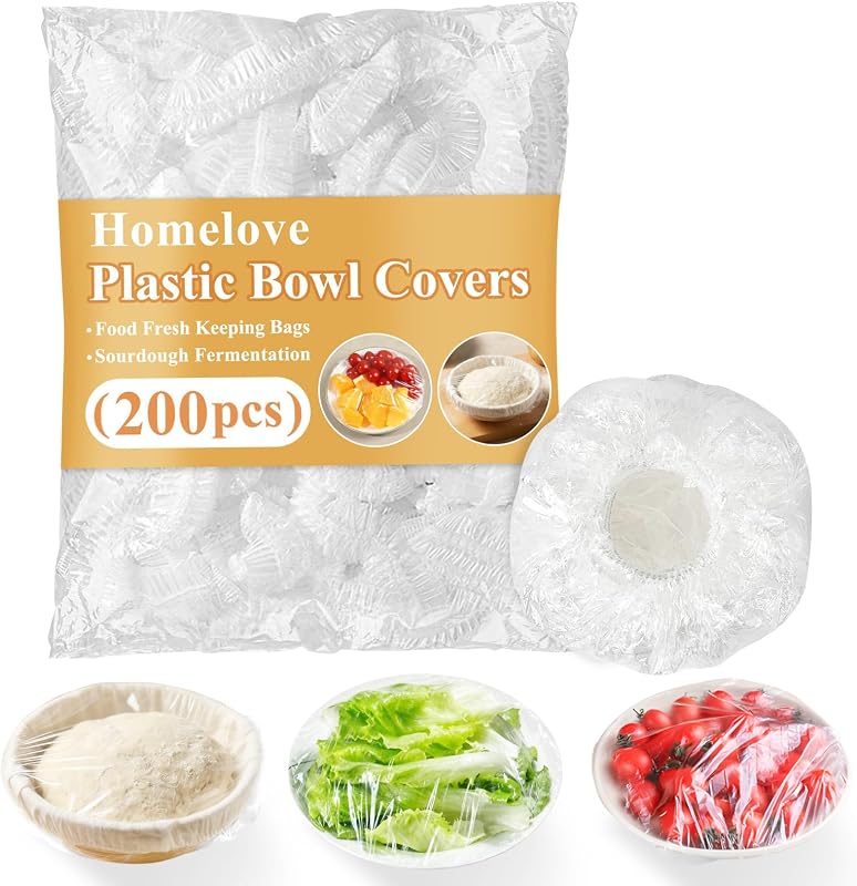 Homelove 200pcs Bowl Covers Bread Proofing - Plastic Wrap for Food Sourdough Bread Baking Rising Elastic Reusable Plate Covers Outdoor Food Fresh Keeping Bags Shower Cap Hair Deep Conditioning