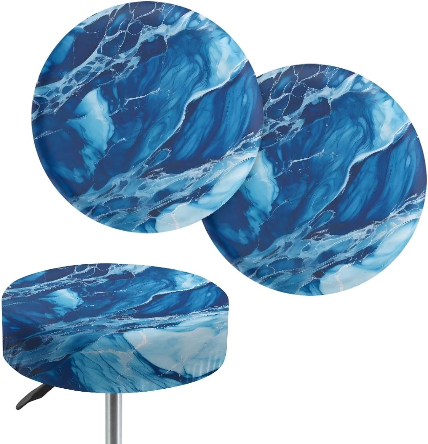 Leopard Pattern 2 Pack Round Bar Stool Covers, Waterproof Oilproof Round Stool Slipcover Soft Bar Chair Covers Machine Washable