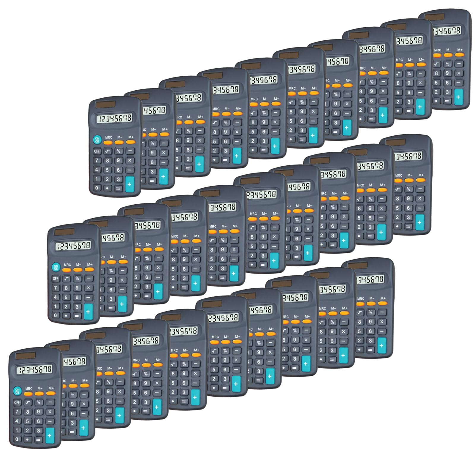 Calculator Small, 4 Function Calculators with Solar Power 8 Digit Small Pocket Size Desktop Handheld for Classroom Desktop Home (Black,Set of 30)