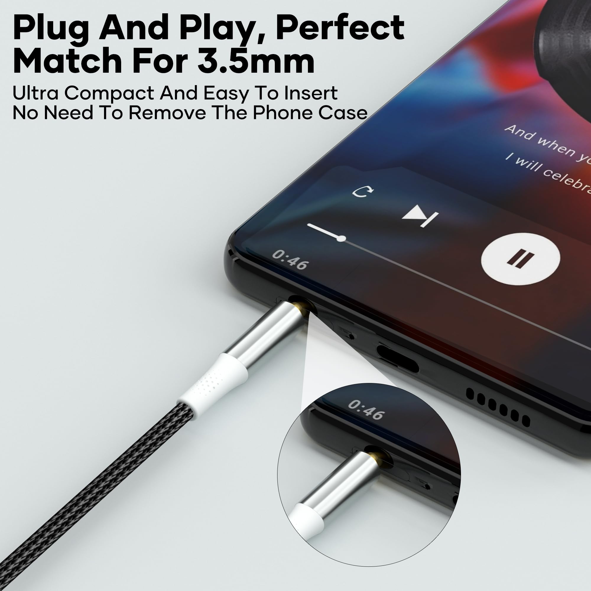 Kabel przedłużający jack 3 m, nylonowy, pleciony, 3,5 mm, stereo jack audio, przedłużacz do gniazda wejściowego AUX, kompatybilny ze smartfonami, iPhone'ami, słuchawkami, głośnikami, odtwarzaczami