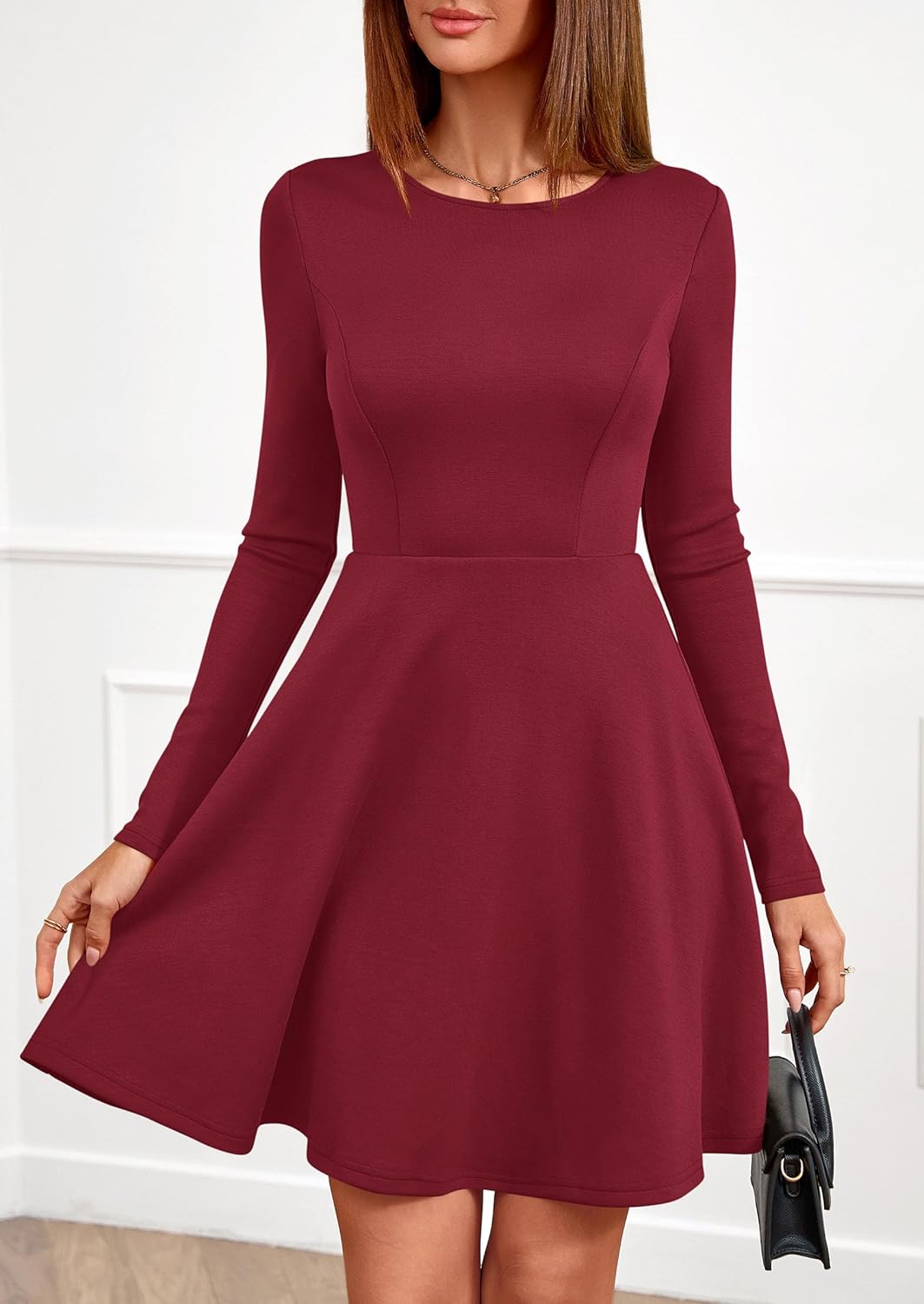 PRETTYGARDEN Womens Long Sleeve Cocktail Mini Dress 2026 Fall Crew Neck A Line Homecoming Party Short Dresses Elegant Classy - Image 2