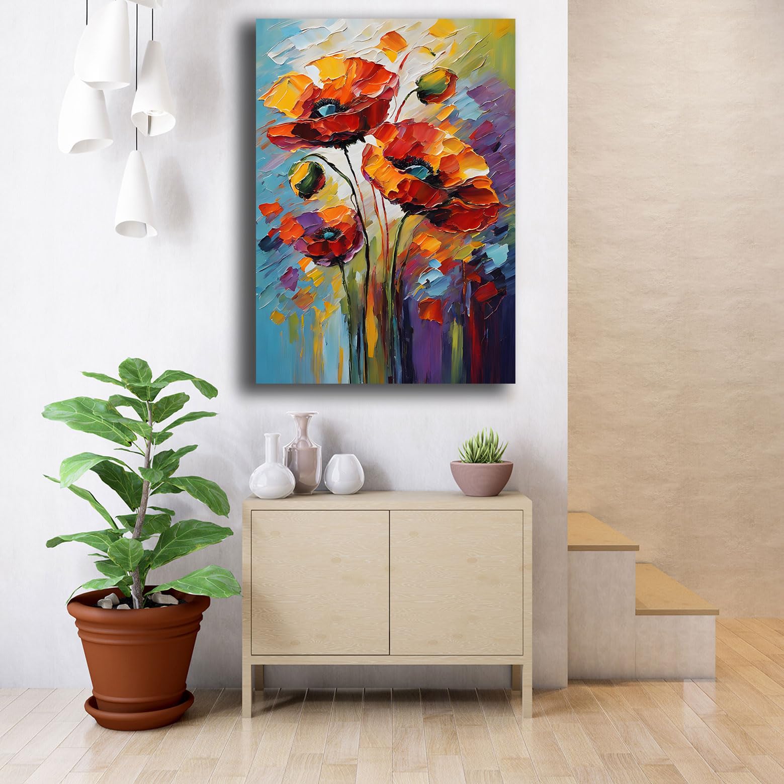 Printerland Quadro Moderno Soggiorno FIORI Astratto Quadri moderni da Parete XXL grande Stampa su tela Canvas Decorazione Murale muro Arredo Camera da letto Cucina (8, 70x100 cm)