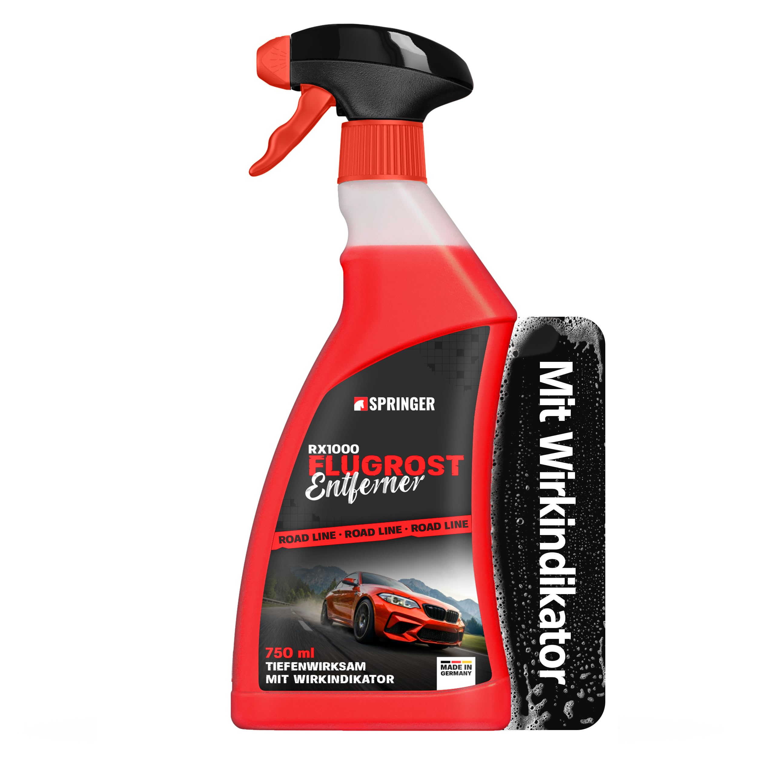 SPRINGER RX1000 - - Flugrostentferner 750ml - - Made in Germany - - Schonender & tiefenwirksamer Rost-Reiniger - - Rostentferner für Flugrost, Korrosionsspuren, Industriestaub, etc.