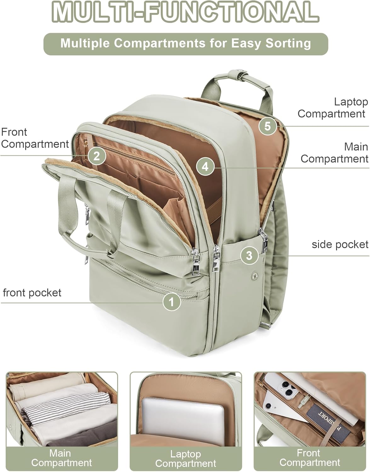 Travel Backpack For Women,Carry On Backpack Airline Approved,Laptop Work Backpacks For Men,Personal Item Travel Bag - Image 3