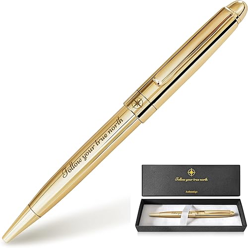 Authentigo Bolígrafo para mujeres y hombres bolígrafo de tinta negra elegante juego de regalo inspirador con caja de regalo y repuesto adicional