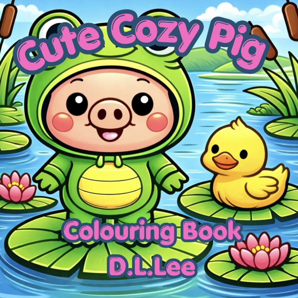 Cute cozy pig: Colouring book