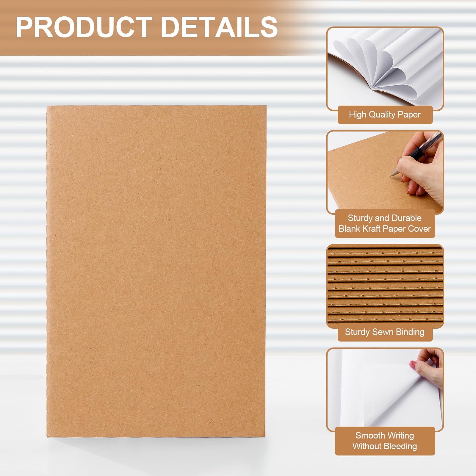 YGPHO 30 Pack A5 Kraft Notebooks, 8.3x5.5 Inch blank notebook for crafting,60 Lined Blank Pages Travel Journal Bulk, Soft Cover Notebooks for Making Plans Writing Memos Office School Supplies