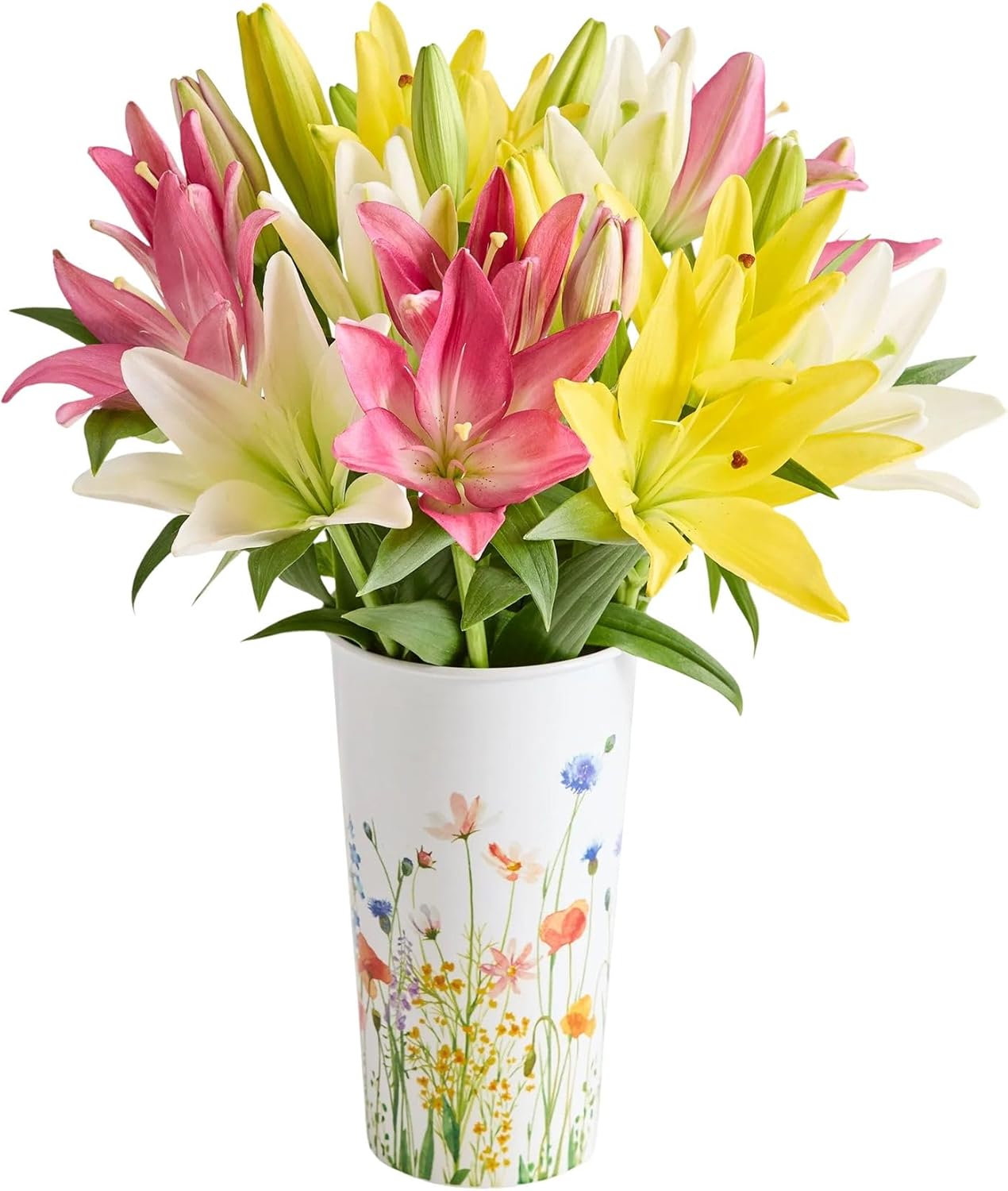 1800 Flowers – Sweet Spring Lilies Single Bouquet (Clear Vase Included) | Fresh Cut Spring Flowers for Delivery | Gift for Mother's Day, Anniversary, Sympathy, and Special Occasions