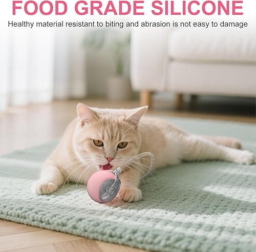 Miniatura 7 de Pelota interactiva para gatos, bolas rodantes inteligentes activas, juguetes automáticos para gatitos, con cola de malla elástica, recargable, bola