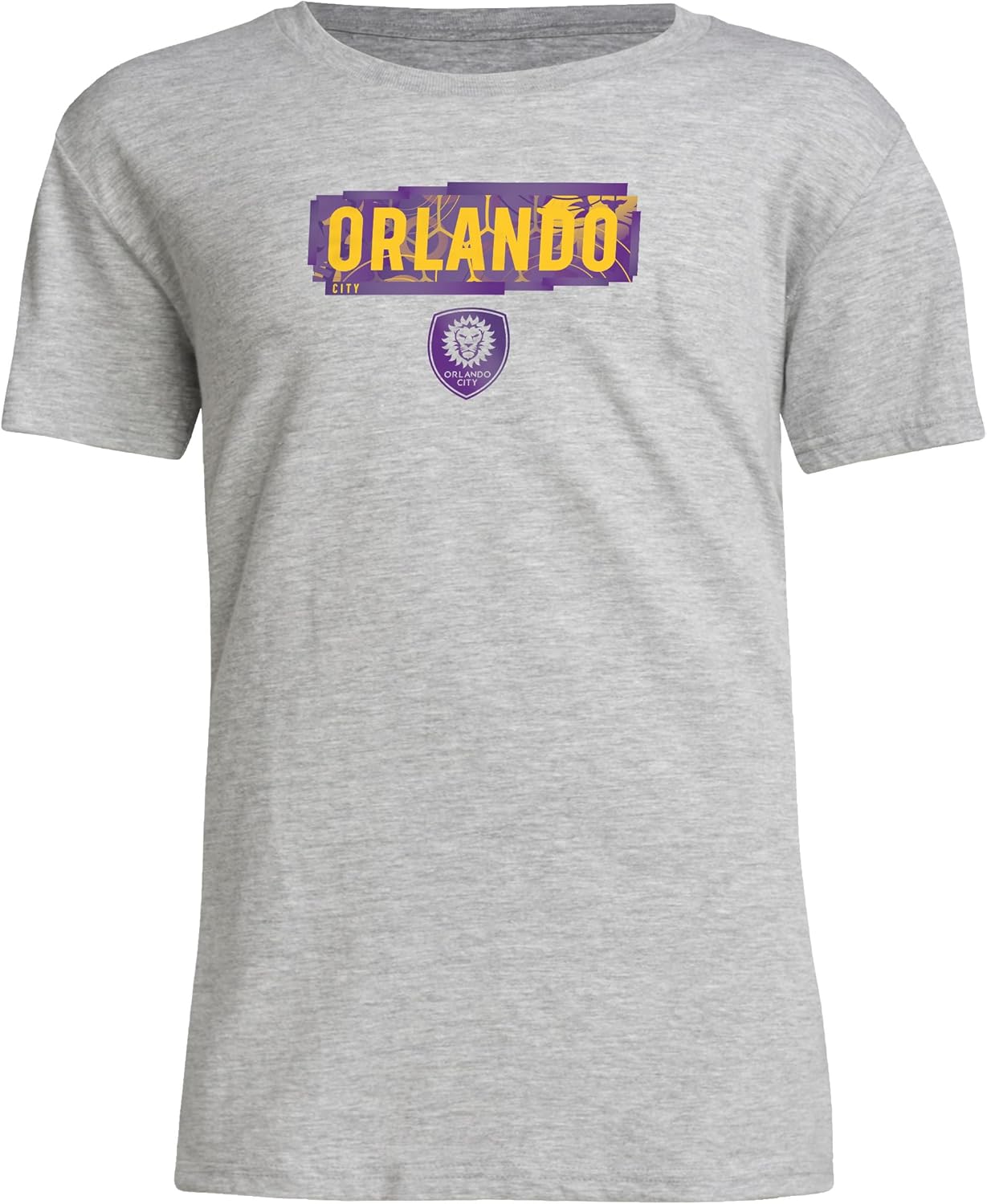 adidas Unisex Youth Kid's Orlando City SC MLS Short Sleeve T-Shirt, Medium Grey Heather/Orlando City SC, X-Large