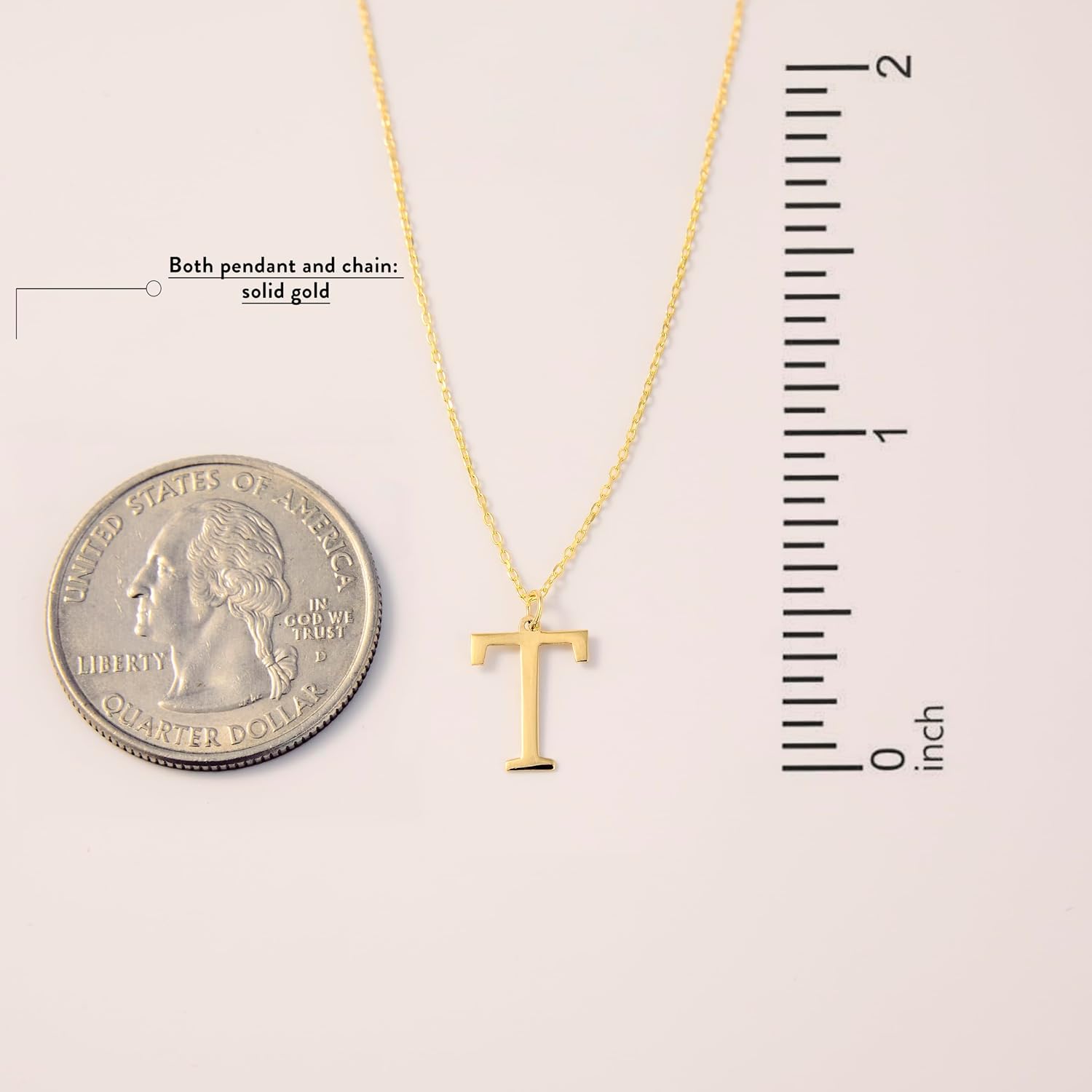Gelin 10K Solid Gold Letter Necklace for Women