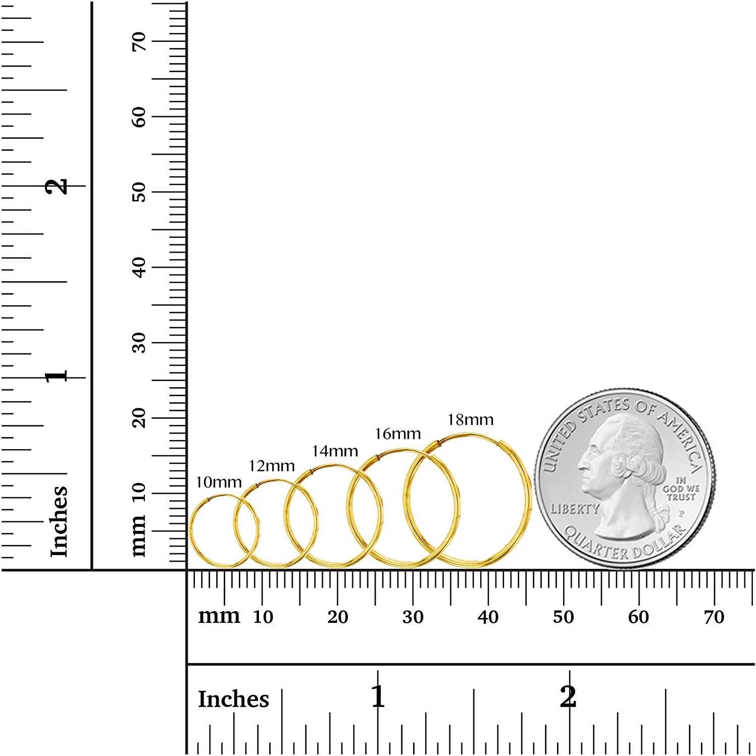 Solid 14K Yellow or White or Rose Gold 1mm Tube Cartilage Endless Flex Hoop Earrings | Huggies Hoops for Women | Hypoallergenic | Cartilage Hoop Earrings | Size, 10mm-70mm