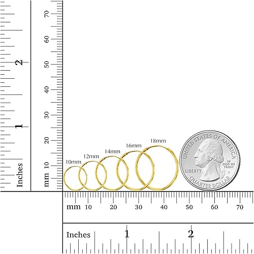 Miniatura 4 de Solid 14K Yellow or White or Rose Gold 1mm Tube Cartilage Endless Flex Hoop Earrings Huggies Hoops for Women Teens & Girls Hypoallergenic