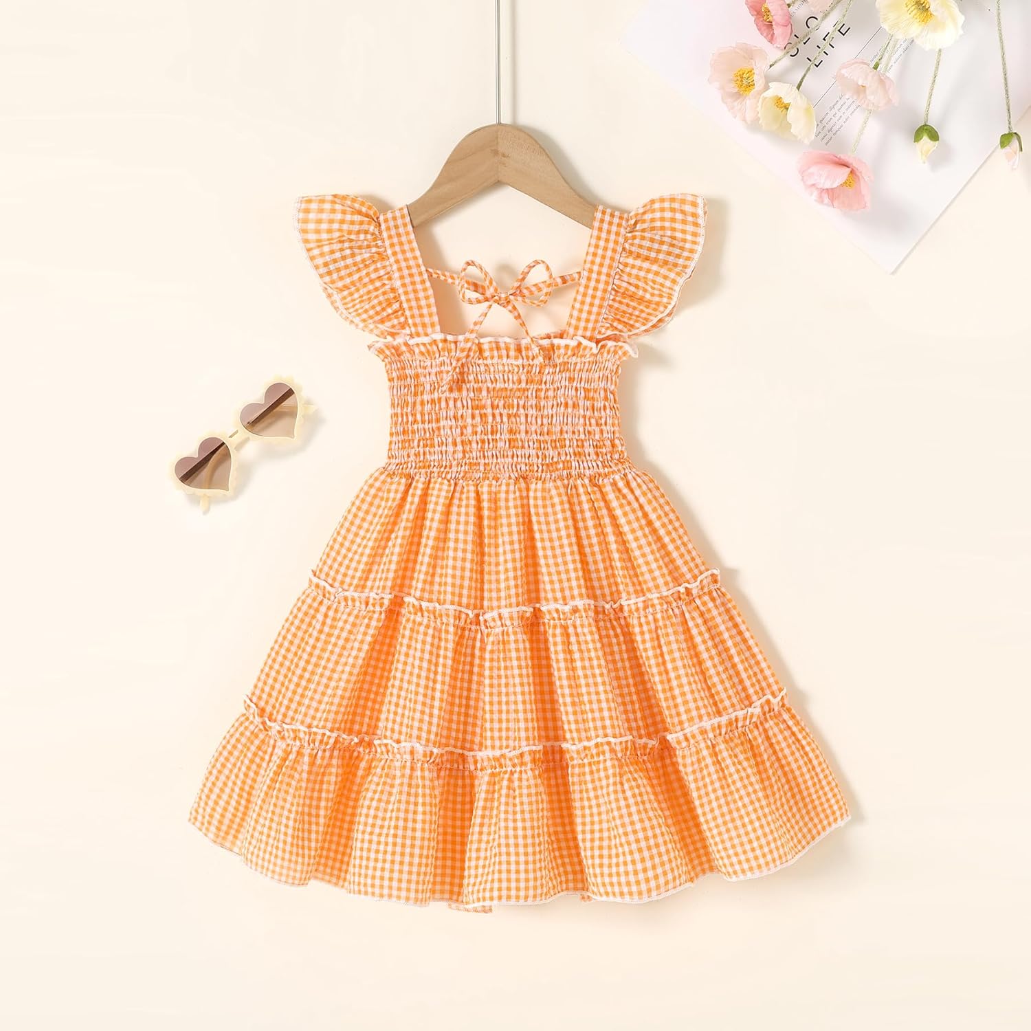 YOUNGER TREE Toddler Girl Dress Baby Girls Summer Clothes Ruffle Sleeve Floral Smock Beach Boho Dresses Sundress