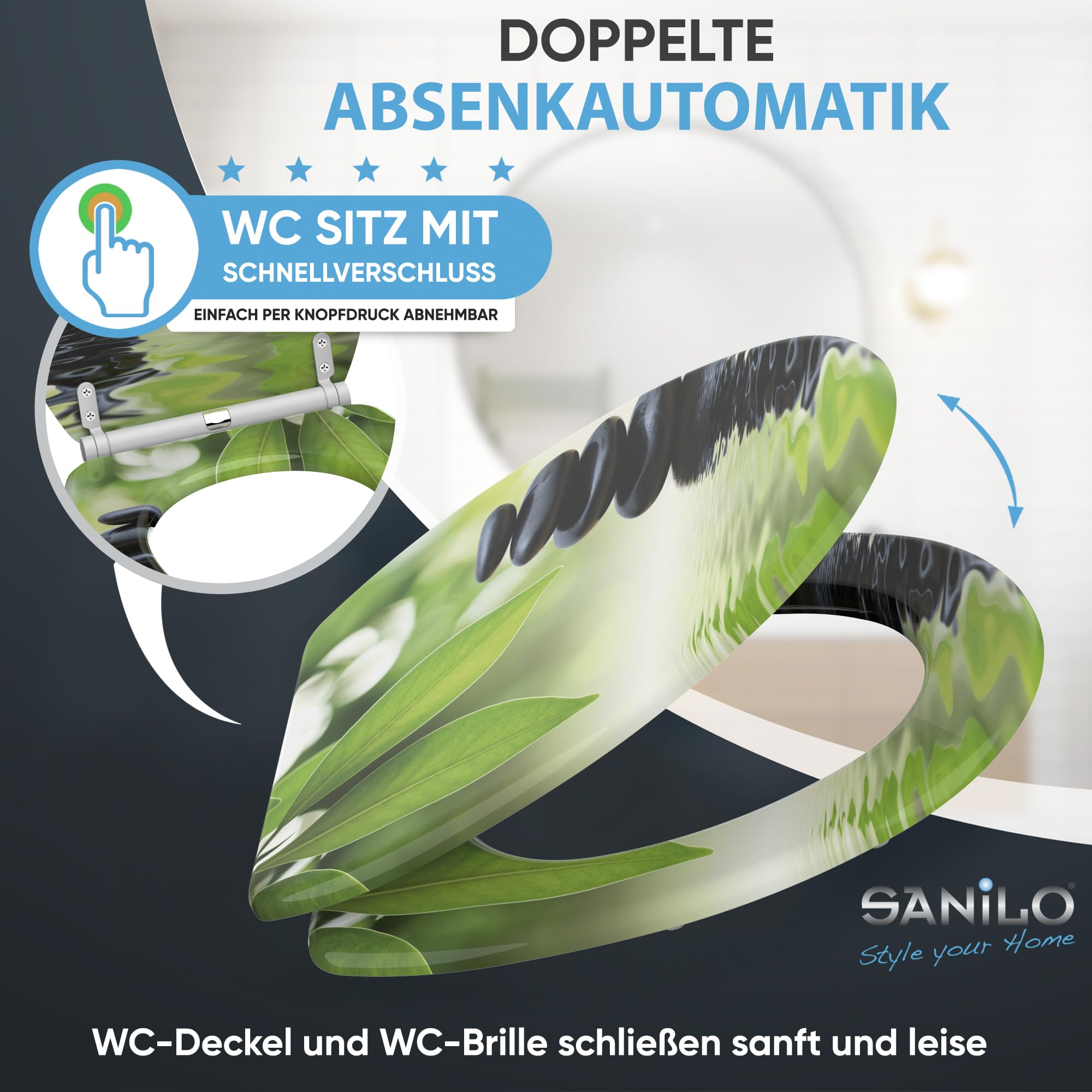 Sanilo WC Sitz mit Absenkautomatik & Quick-Release aus Holz, Harmony