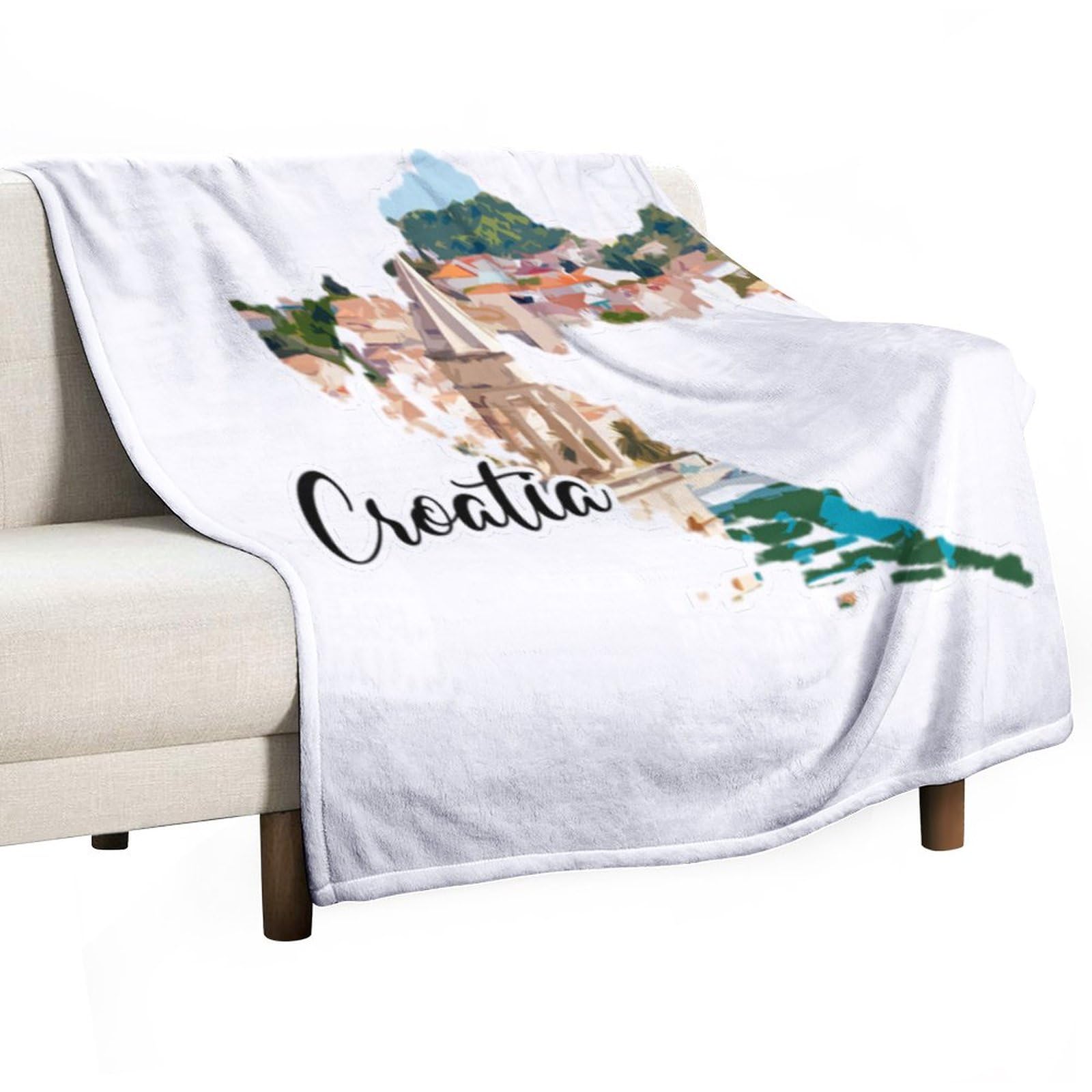 Couverture Croatie voyage pour salon et chambre | Plaid évasion grand lit